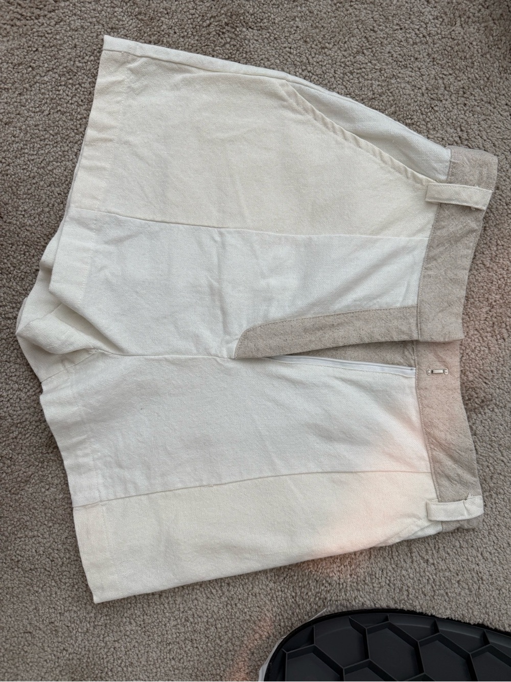 Meshki Cream and Tan Colorblock High-Waist Shorts